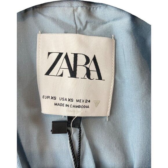 Zara Womens Blazer Suit Jacket XS light Blue Cropped Lined 5427/825 NWT - Picture 7 of 12